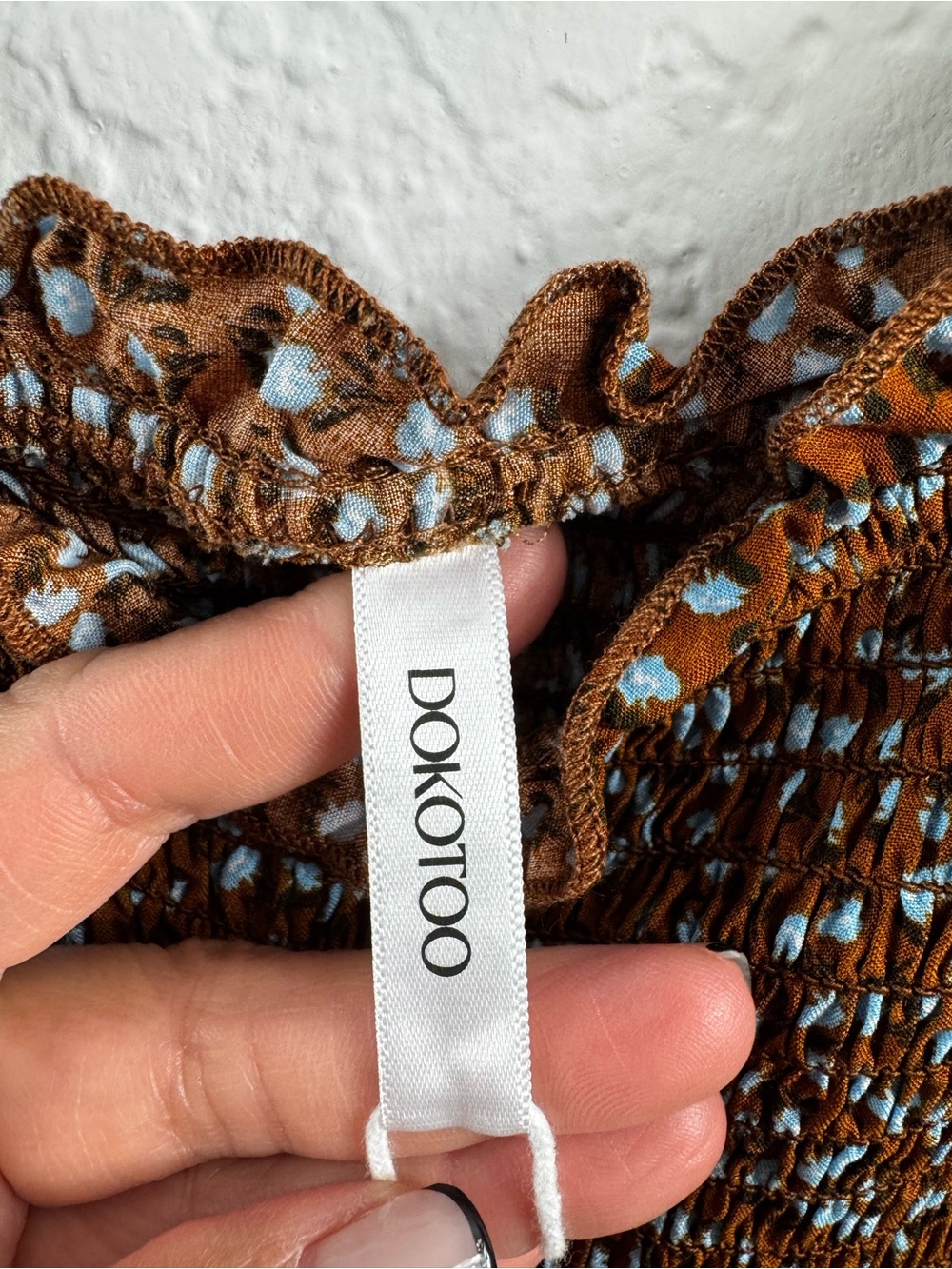 NWT Dokotoo Brown Floral Smocked Long Sleeve Maxi Dress XL - Picture 10 of 12